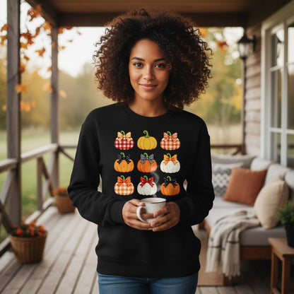 Decorative Fall Pumpkins fall pumpkins Sweatshirt Black lifestyle mockup