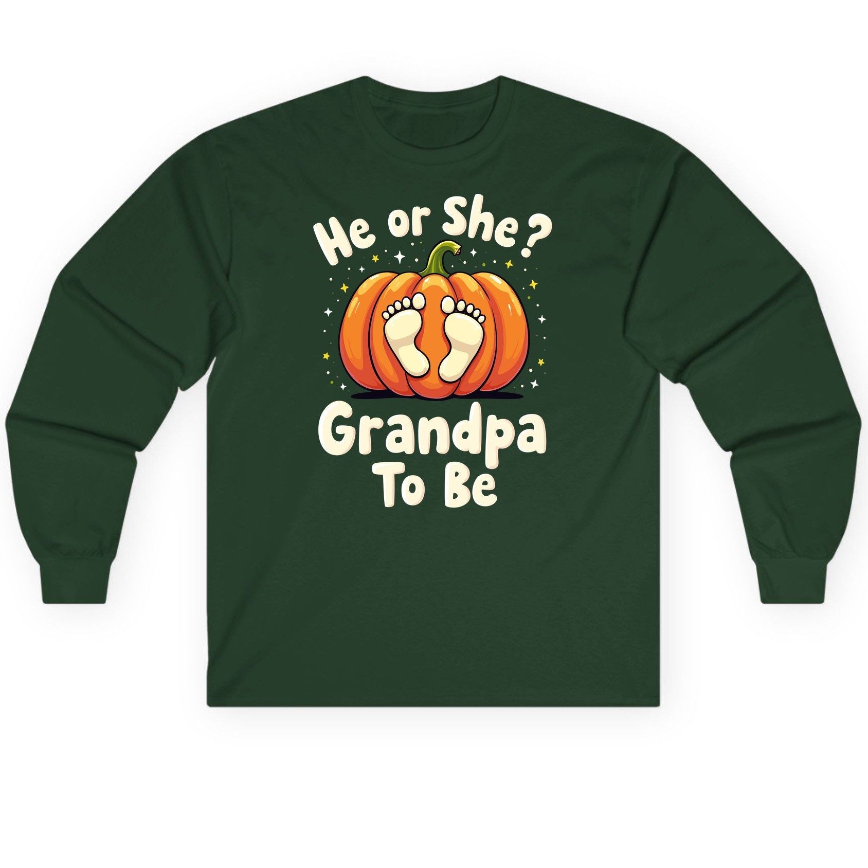 He or She Grandpa to Be gender reveal Long Sleeve Tee Forest Green product mockup