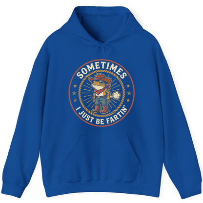 Sometimes I Just Be Fartin' cowboy frog Hoodie Royal product mockup