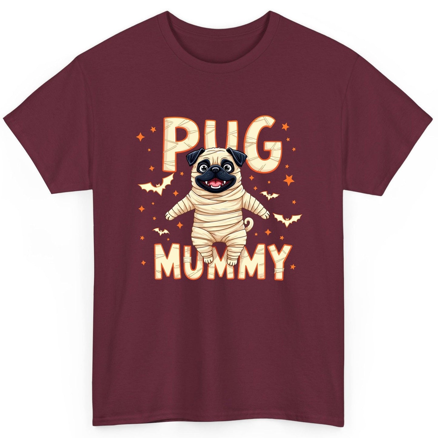 Pug Mummy pug T-Shirt Maroon product mockup
