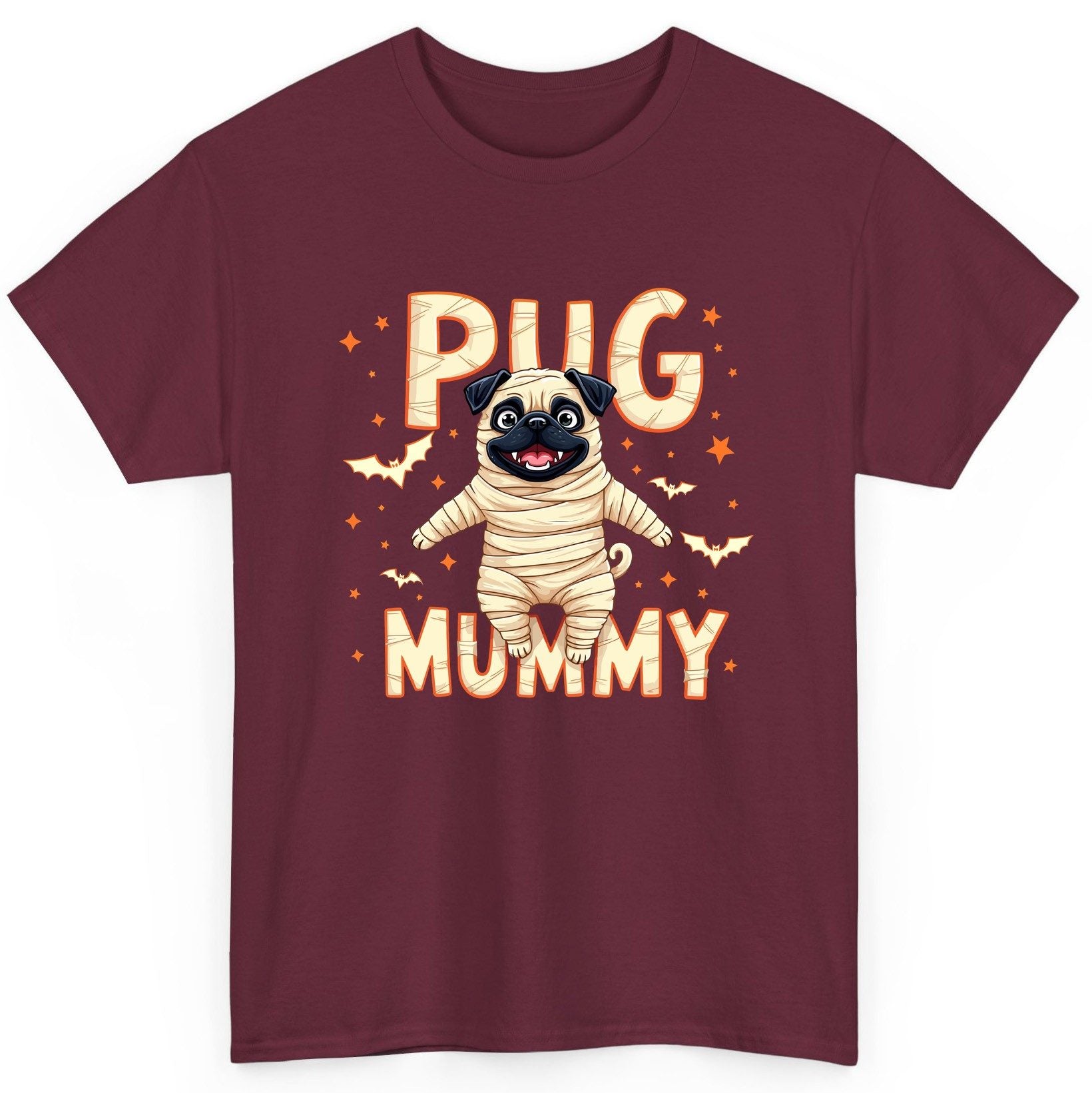 Pug Mummy pug T-Shirt Maroon product mockup