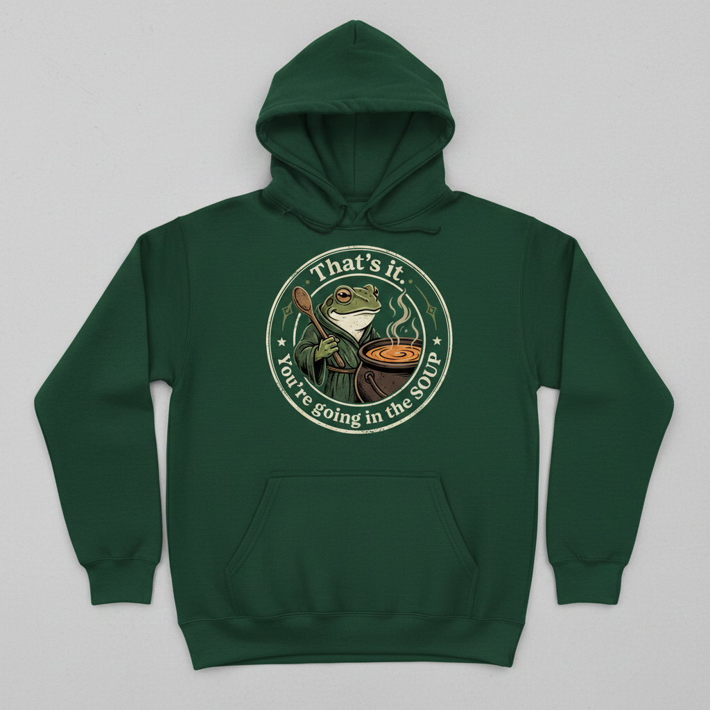 That's It You're Going In The Soup Frog Meme Hoodie - Forest Green
