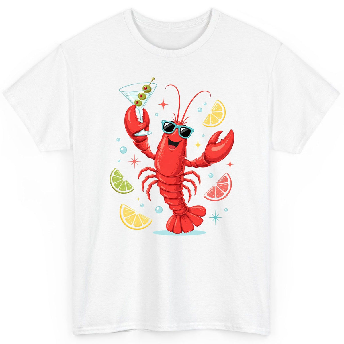 Cartoon Lobster Party lobster T-Shirt White product mockup