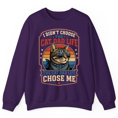 I Didn't Choose the Cat Dad Life the Cat Dad Life Chose Me cat Sweatshirt Purple product mockup