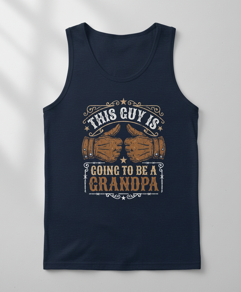 This Guy Is Going To Be A Grandpa Western Style Announcement Tank Top - Navy