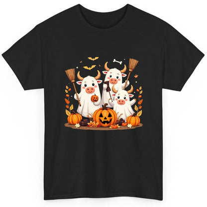 Cute Ghost Cows Halloween cows T-Shirt Black product mockup