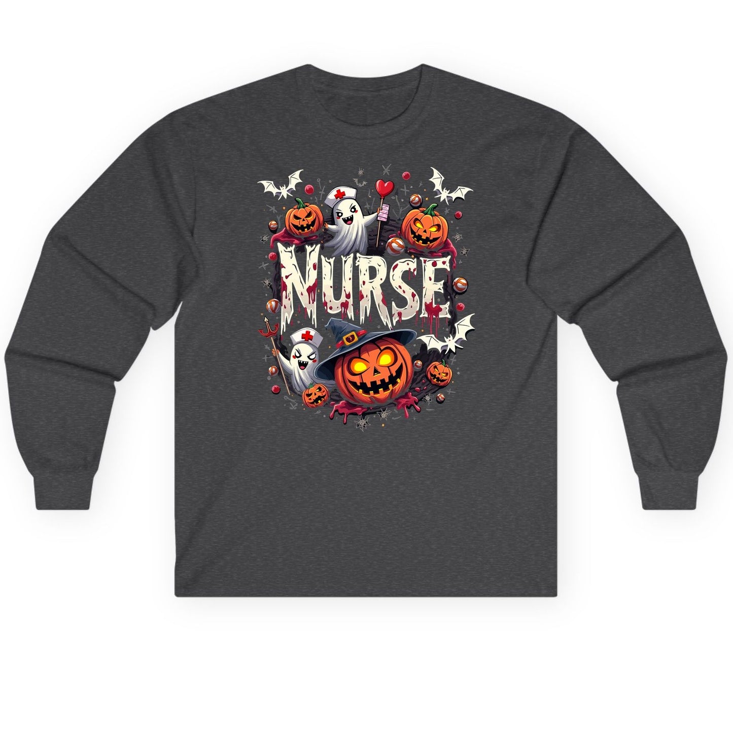Nurse Halloween nurse Long Sleeve Tee Dark Heather product mockup
