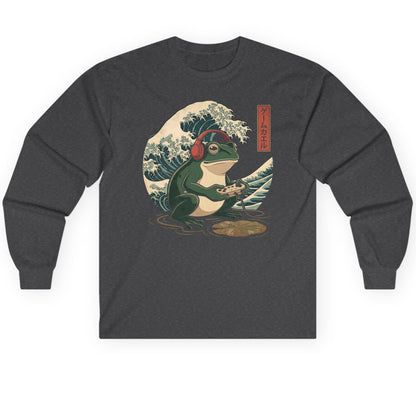 ゲームカエル gamer frog Long Sleeve Tee Dark Heather product mockup