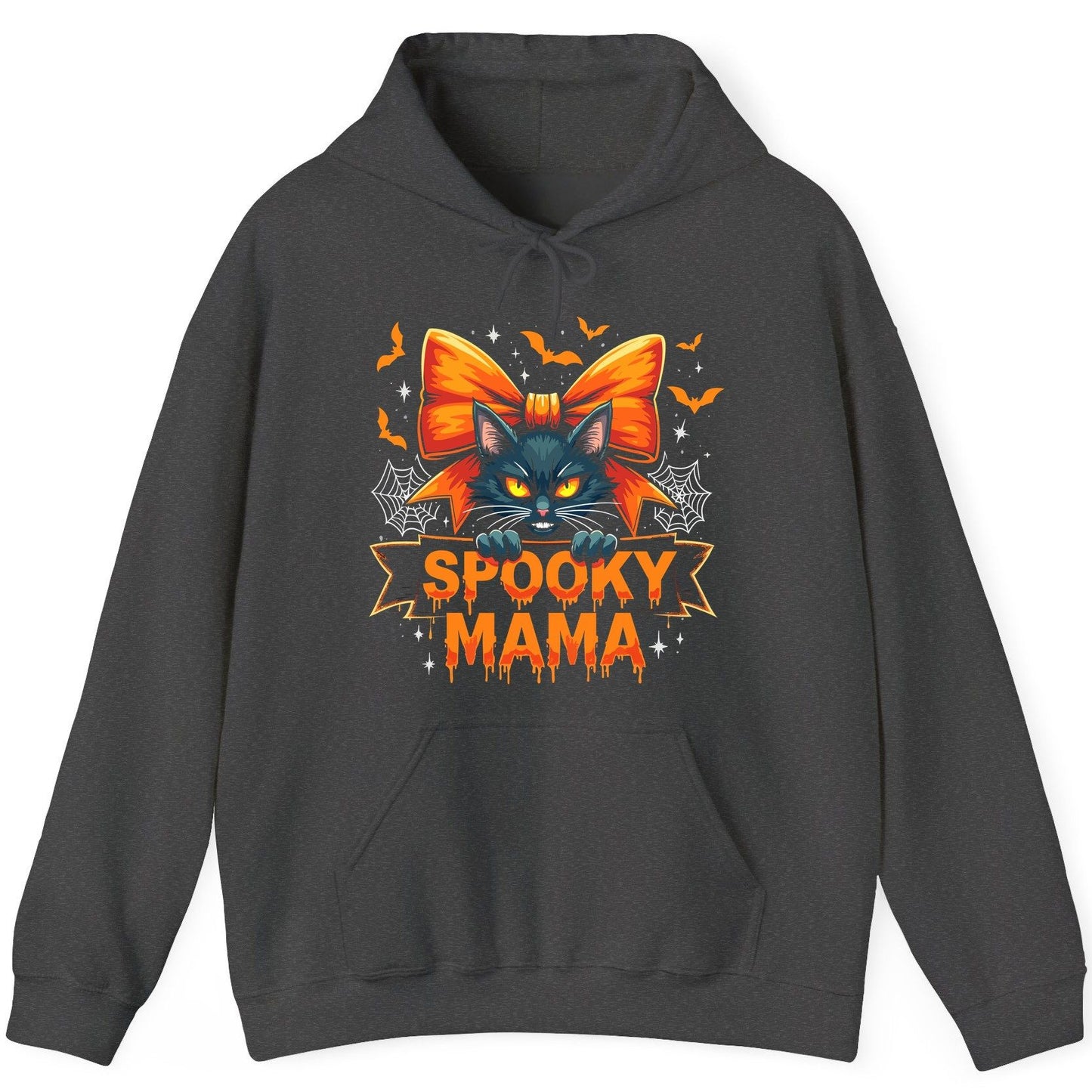Spooky Mama black cat Hoodie Dark Heather product mockup