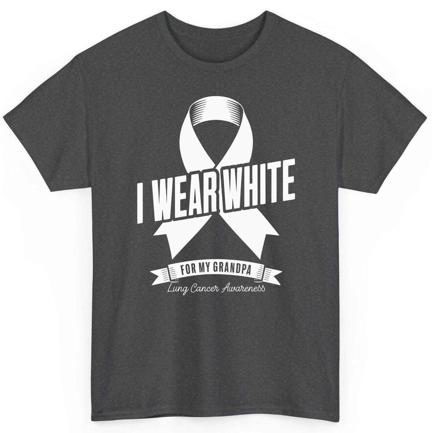 I Wear White for My Grandpa lung cancer awareness T-Shirt Dark Heather product mockup