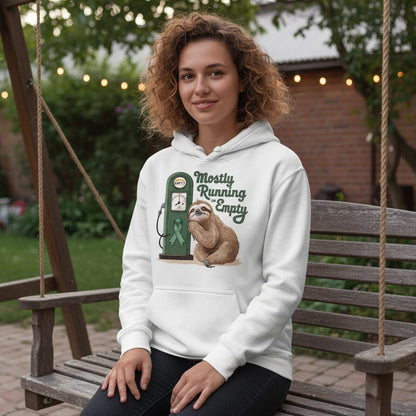 Mostly Running on Empty sloth Hoodie White lifestyle mockup