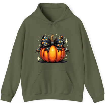 Starry Bow Pumpkin Halloween pumpkin Hoodie Military Green product mockup
