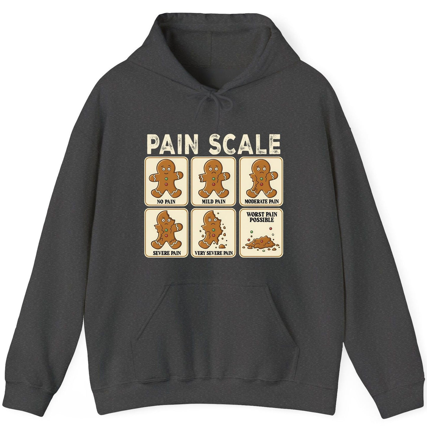 Pain Scale gingerbread man pain scale Hoodie Dark Heather product mockup