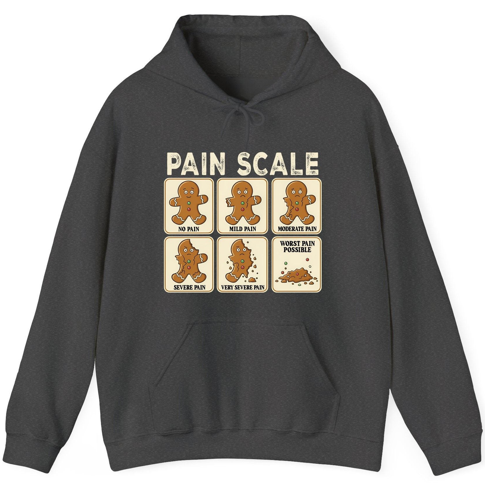 Pain Scale gingerbread man pain scale Hoodie Dark Heather product mockup