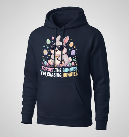 Cool Easter Bunny Chasing Hunnies Funny Design Hoodie - Navy