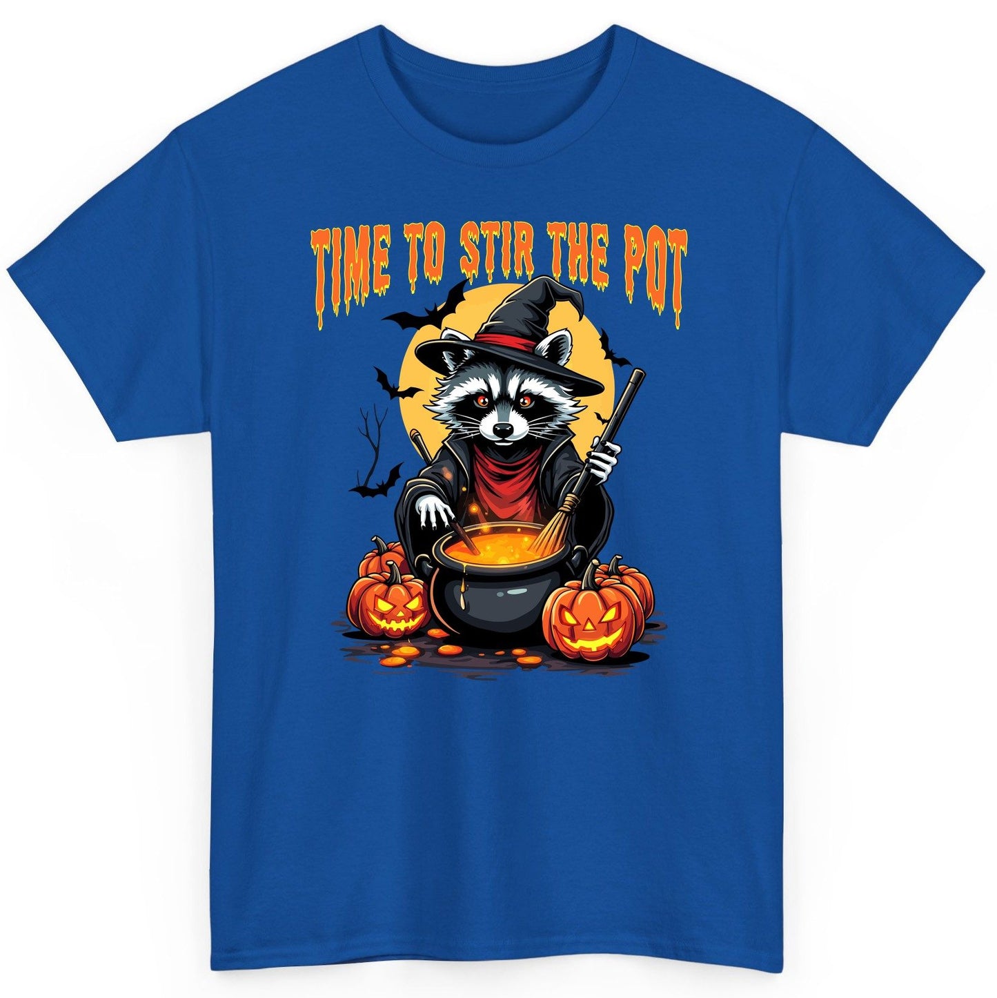 Time to Stir the Pot Halloween raccoon T-Shirt Royal product mockup