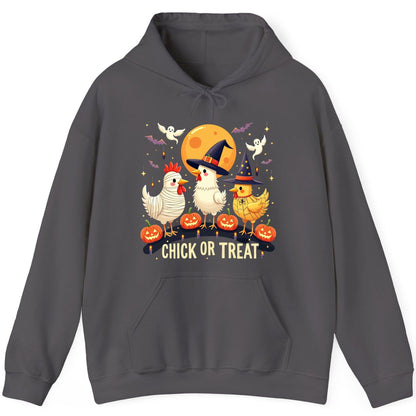 Chick or Treat Halloween chickens Hoodie Charcoal product mockup