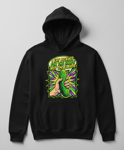 I Eat Pickles For The Shape Not The Flavor Funny Comic Art Hoodie - Black