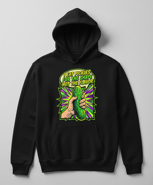 I Eat Pickles For The Shape Not The Flavor Funny Comic Art Hoodie - Black