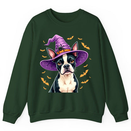 Halloween Boston Terrier Witch boston terrier Sweatshirt Forest Green product mockup