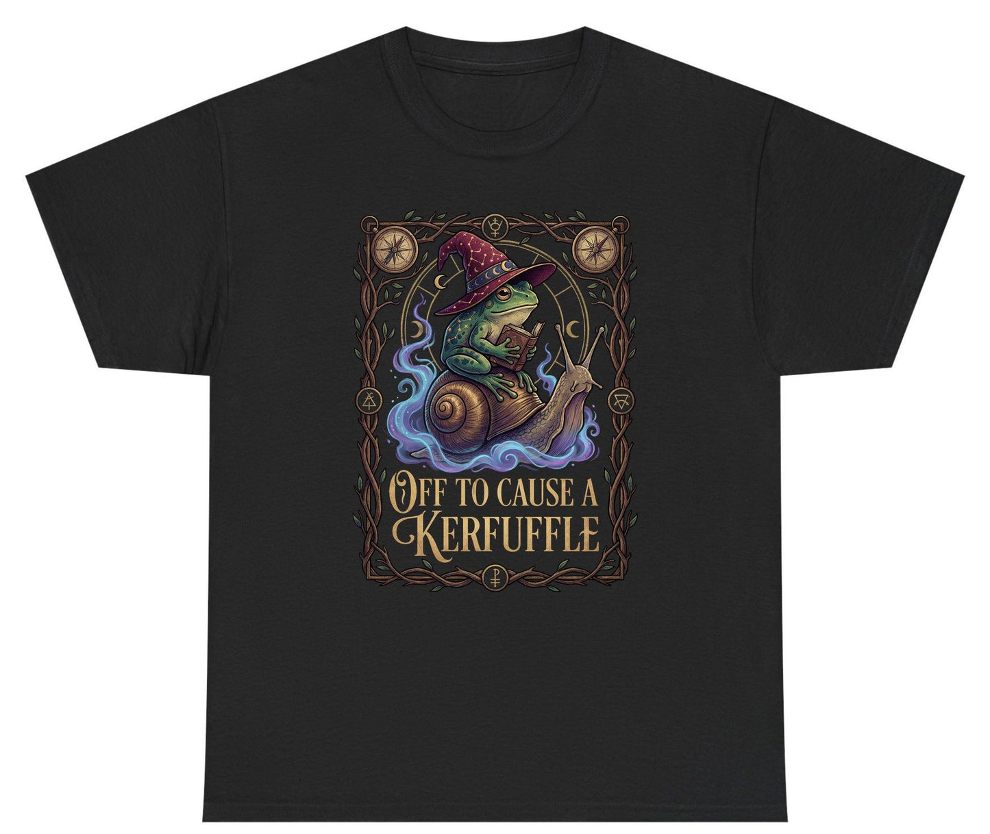 Off to Cause a Kerfuffle frog wizard Youth T-Shirt Black product mockup