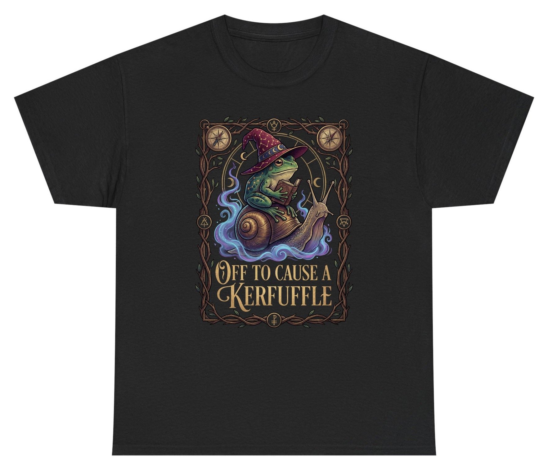 Off to Cause a Kerfuffle frog wizard Youth T-Shirt Black product mockup