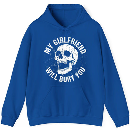 My Girlfriend Will Bury You skull Hoodie Royal product mockup