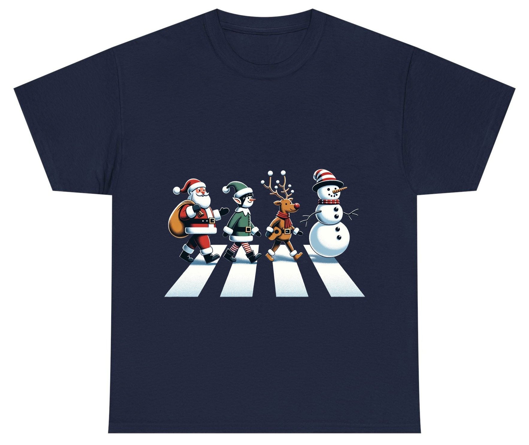 Christmas Abbey Road Parody Christmas abbey road parody Youth T-Shirt Navy product mockup