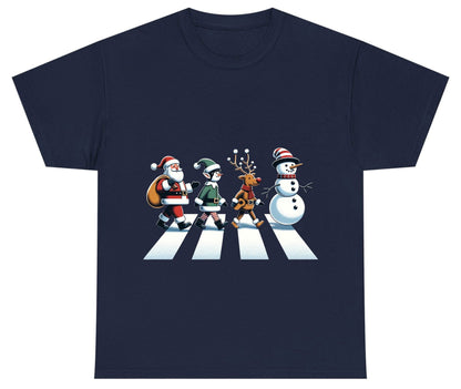 Christmas Abbey Road Parody Christmas abbey road parody Youth T-Shirt Navy product mockup
