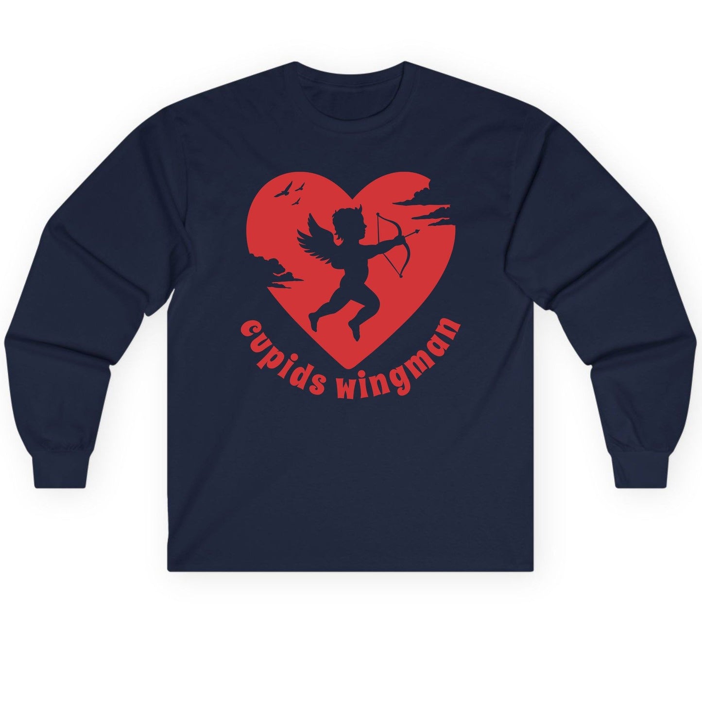 Cupids Wingman cupid Long Sleeve Tee Navy product mockup