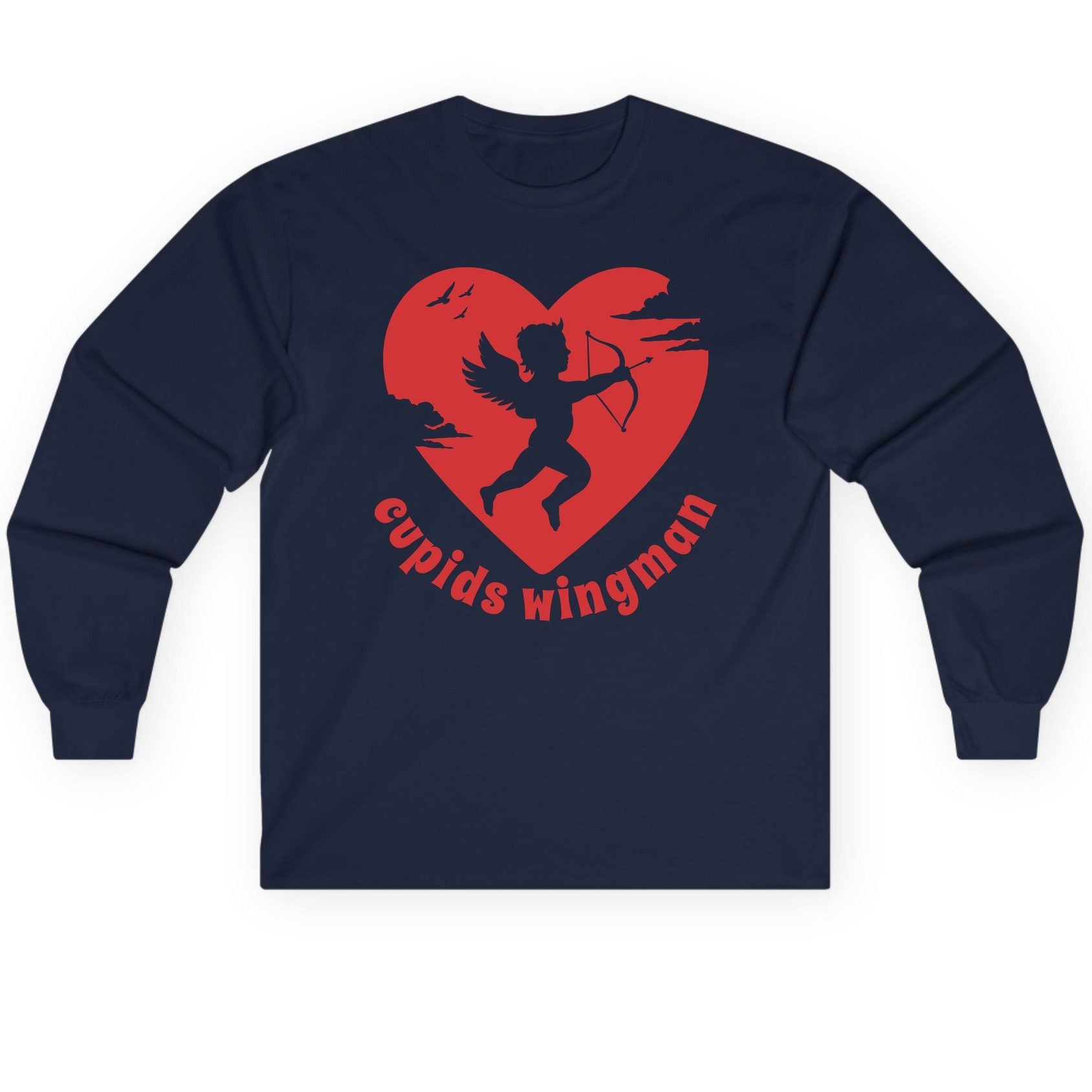 Cupids Wingman cupid Long Sleeve Tee Navy product mockup