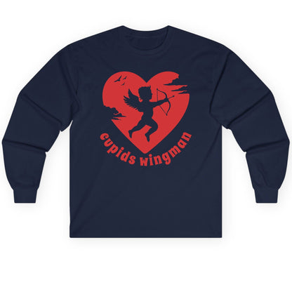 Cupids Wingman cupid Long Sleeve Tee Navy product mockup