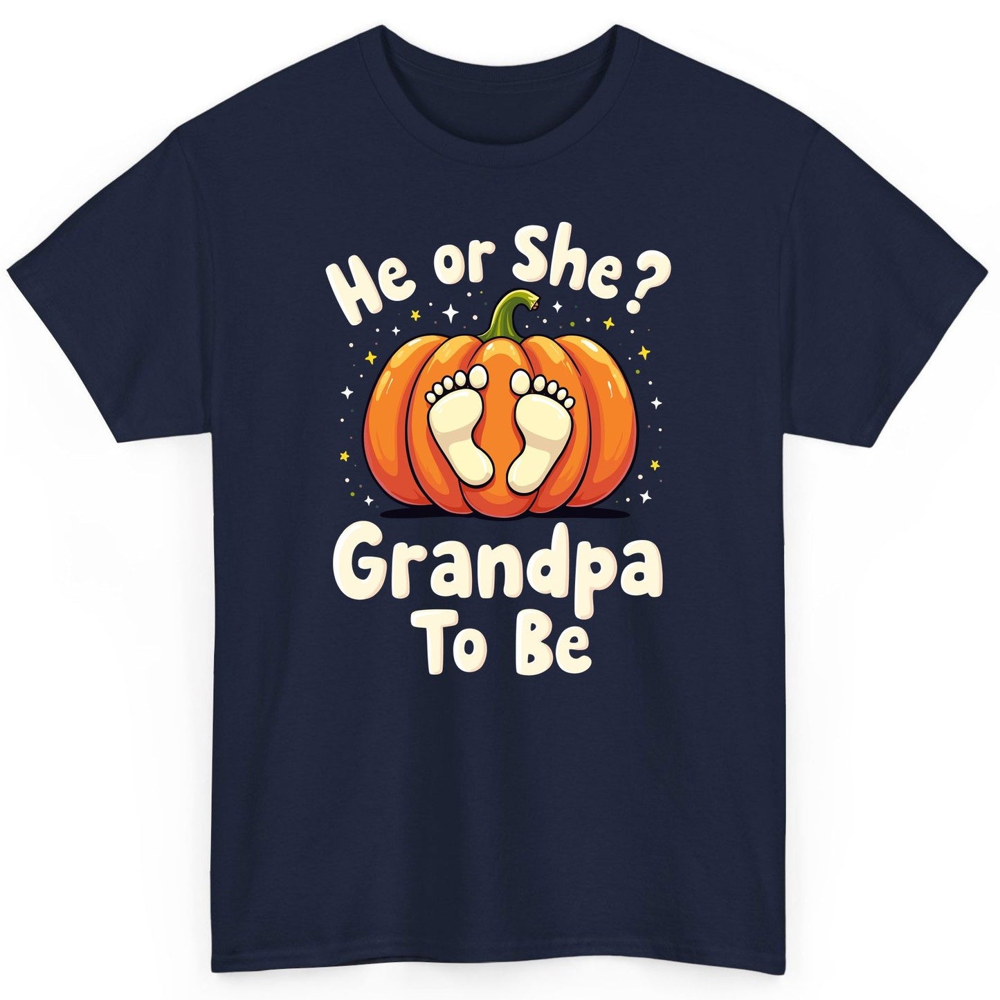 He or She Grandpa to Be gender reveal T-Shirt Navy product mockup