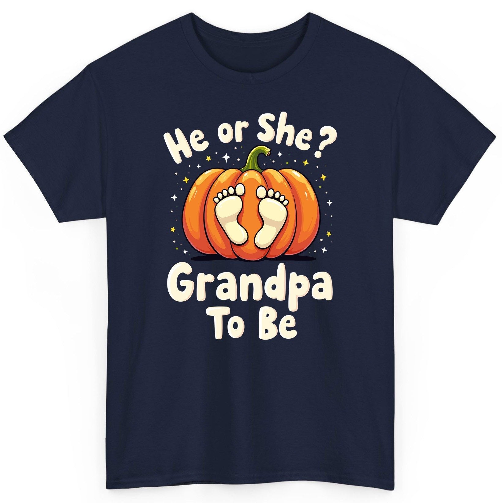 He or She Grandpa to Be gender reveal T-Shirt Navy product mockup