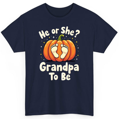 He or She Grandpa to Be gender reveal T-Shirt Navy product mockup