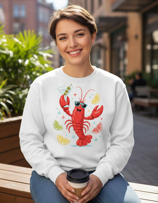 Cartoon Lobster Party lobster Sweatshirt White lifestyle mockup