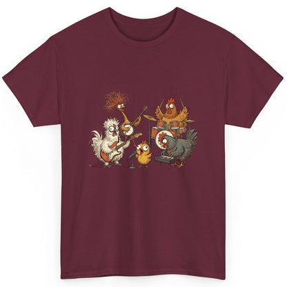 Chicken Rock Band chicken rock band T-Shirt Maroon product mockup