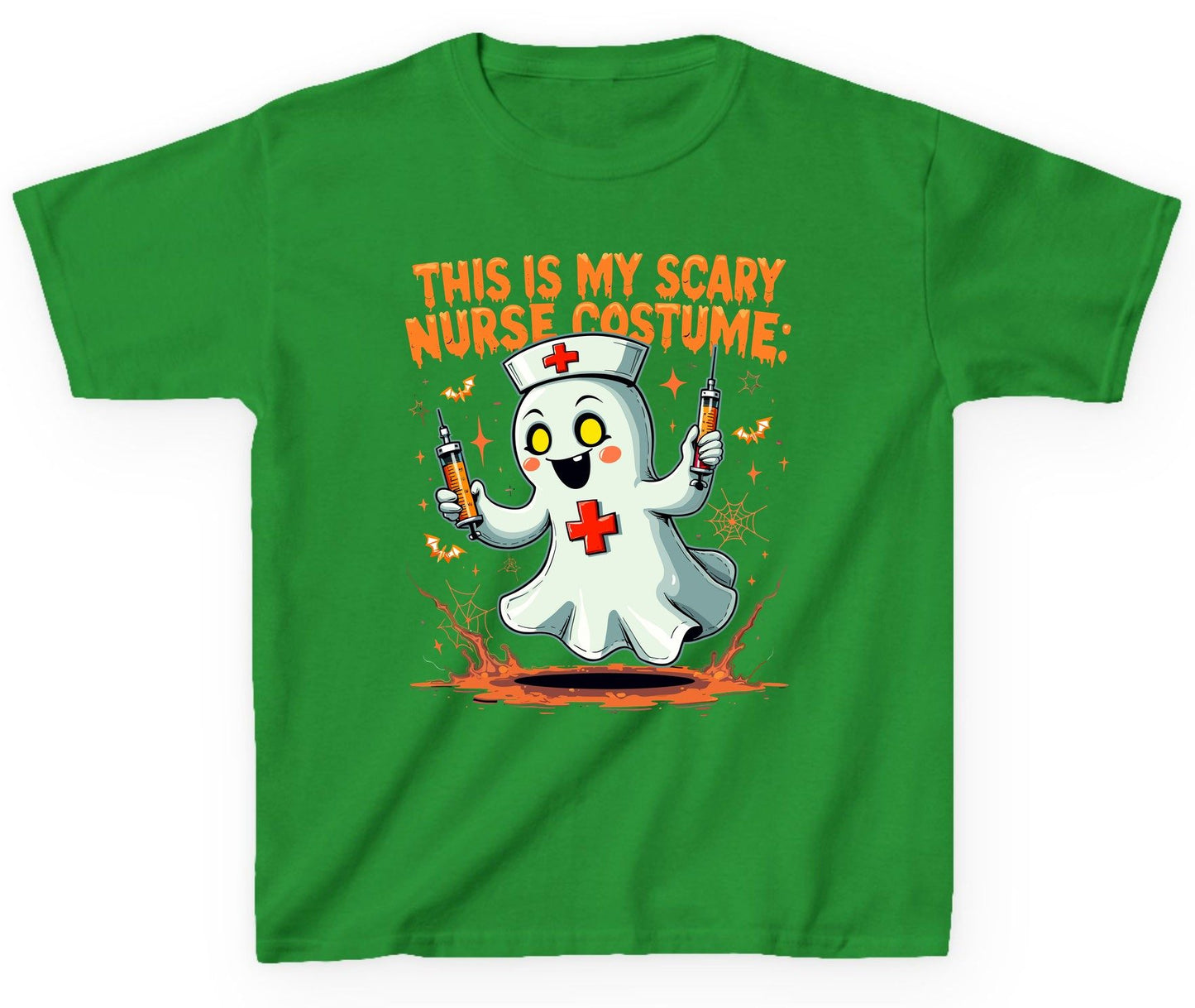 This Is My Scary Nurse Costume ghost nurse Youth T-Shirt Irish Green product mockup