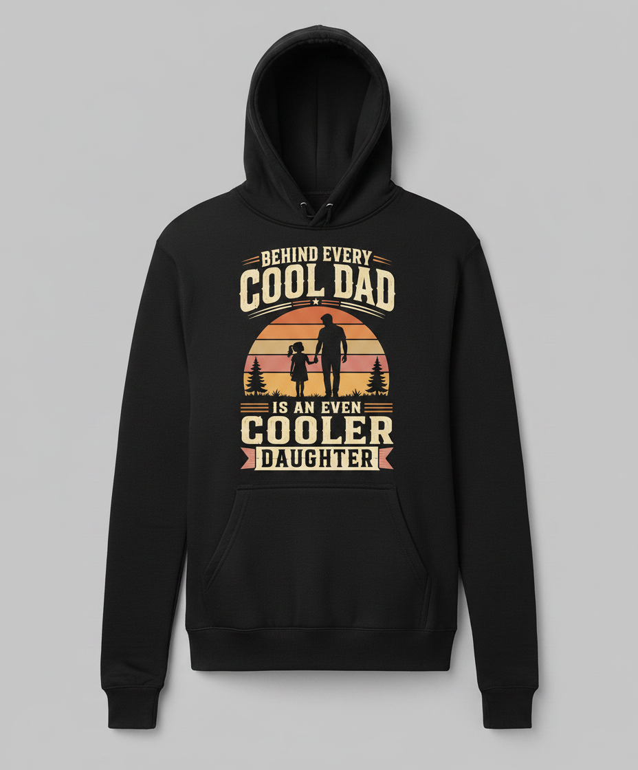Behind Every Cool Dad Is An Even Cooler Daughter T-Shirt Hoodie - Black