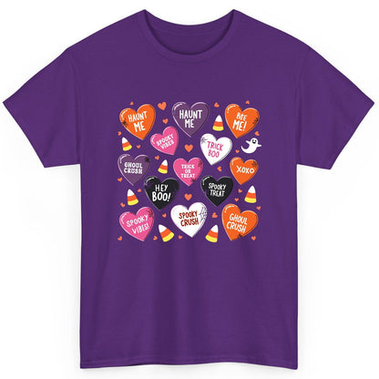Spooky Halloween Conversation Hearts Halloween conversation hearts T-Shirt Purple product mockup