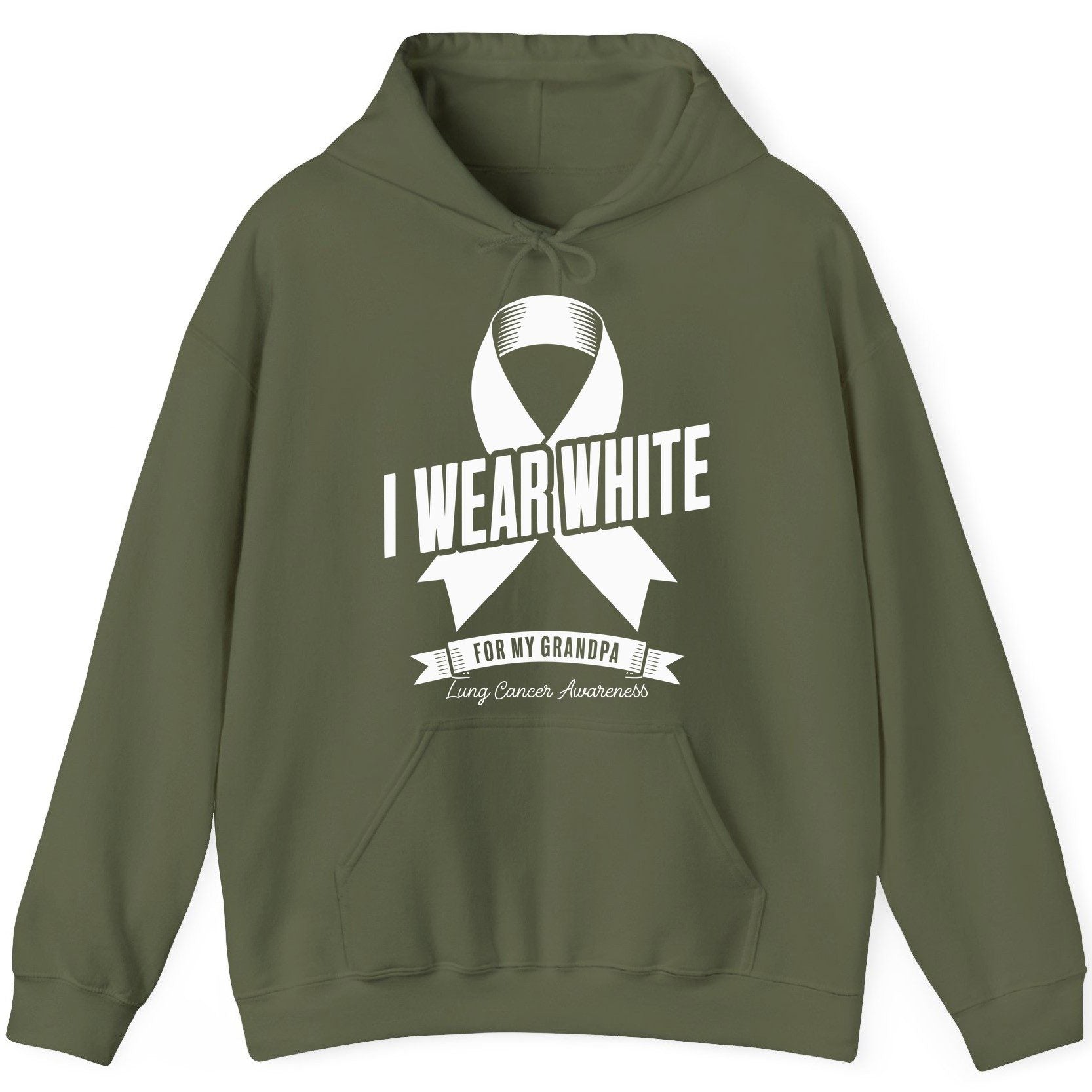 I Wear White for My Grandpa lung cancer awareness Hoodie Military Green product mockup