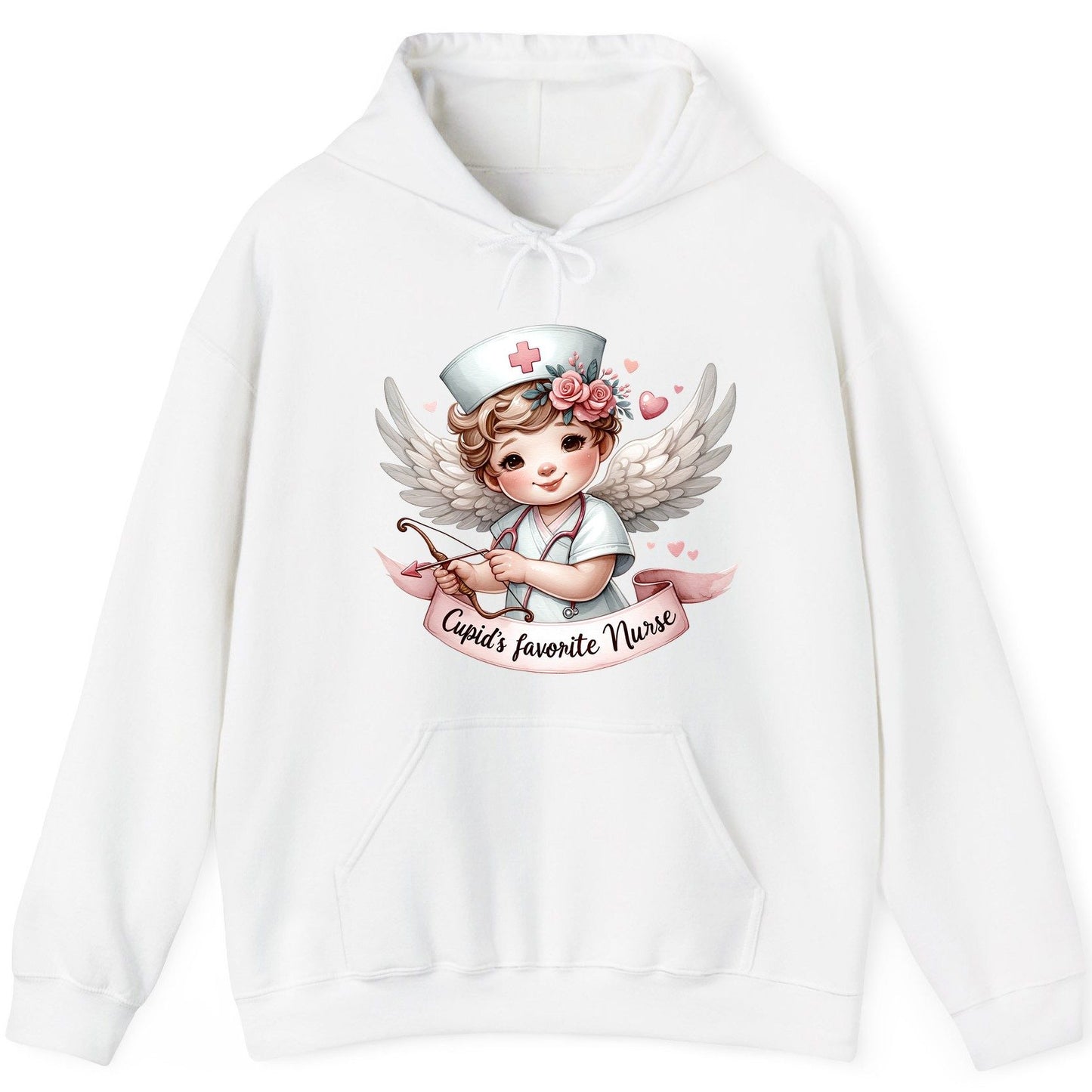 Cupid's Favorite Nurse cupid nurse Hoodie White product mockup