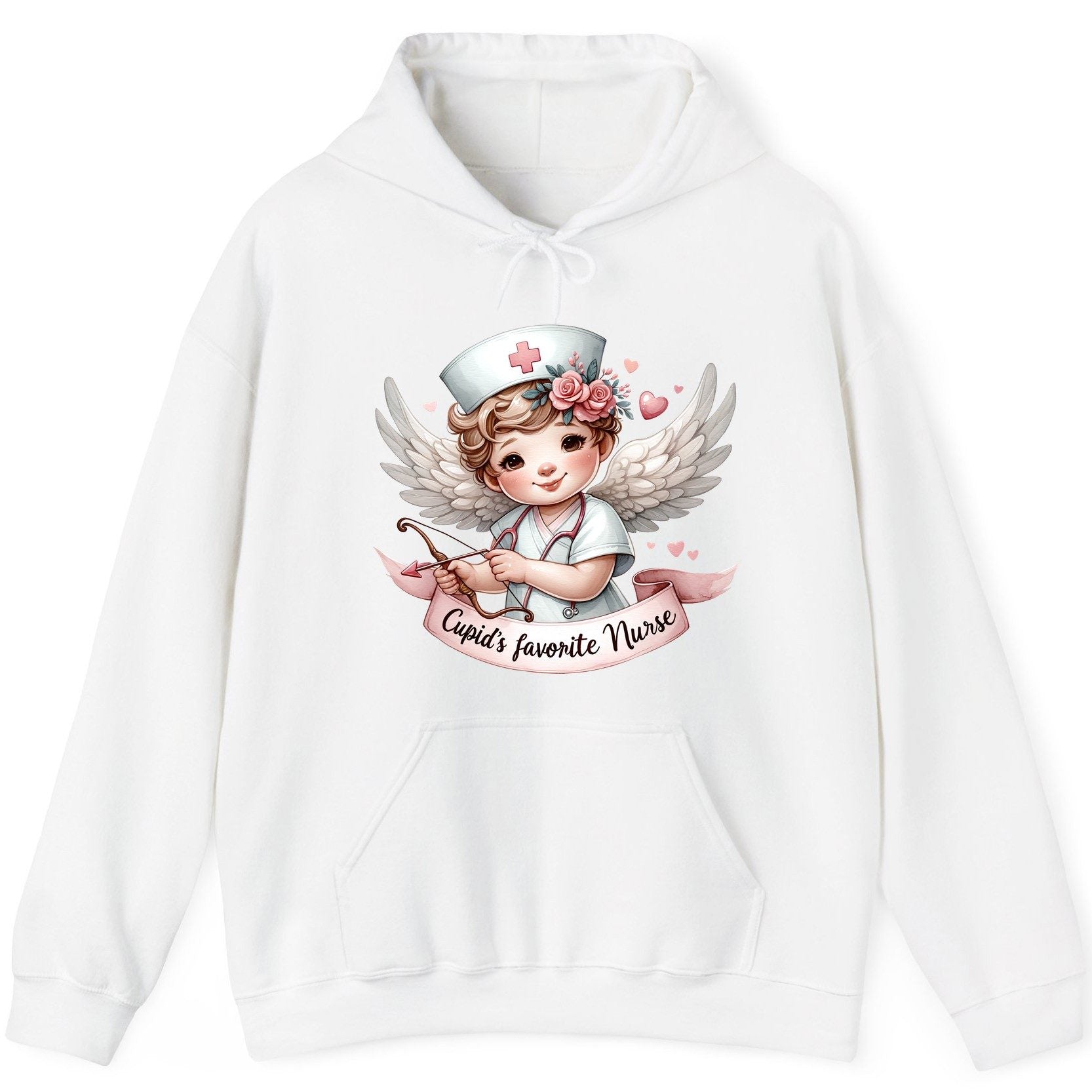 Cupid's Favorite Nurse cupid nurse Hoodie White product mockup