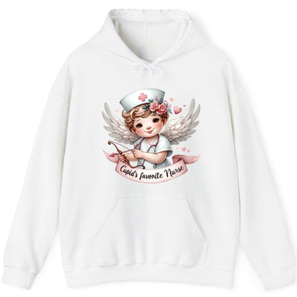 Cupid's Favorite Nurse cupid nurse Hoodie White product mockup