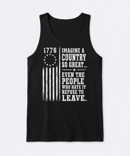 Imagine a Country So Great Patriotic Funny Patriotism Tank Top - product mockup - Black