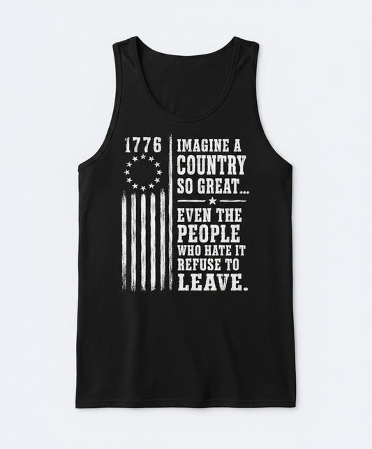 Imagine a Country So Great Patriotic Funny Patriotism Tank Top - product mockup - Black