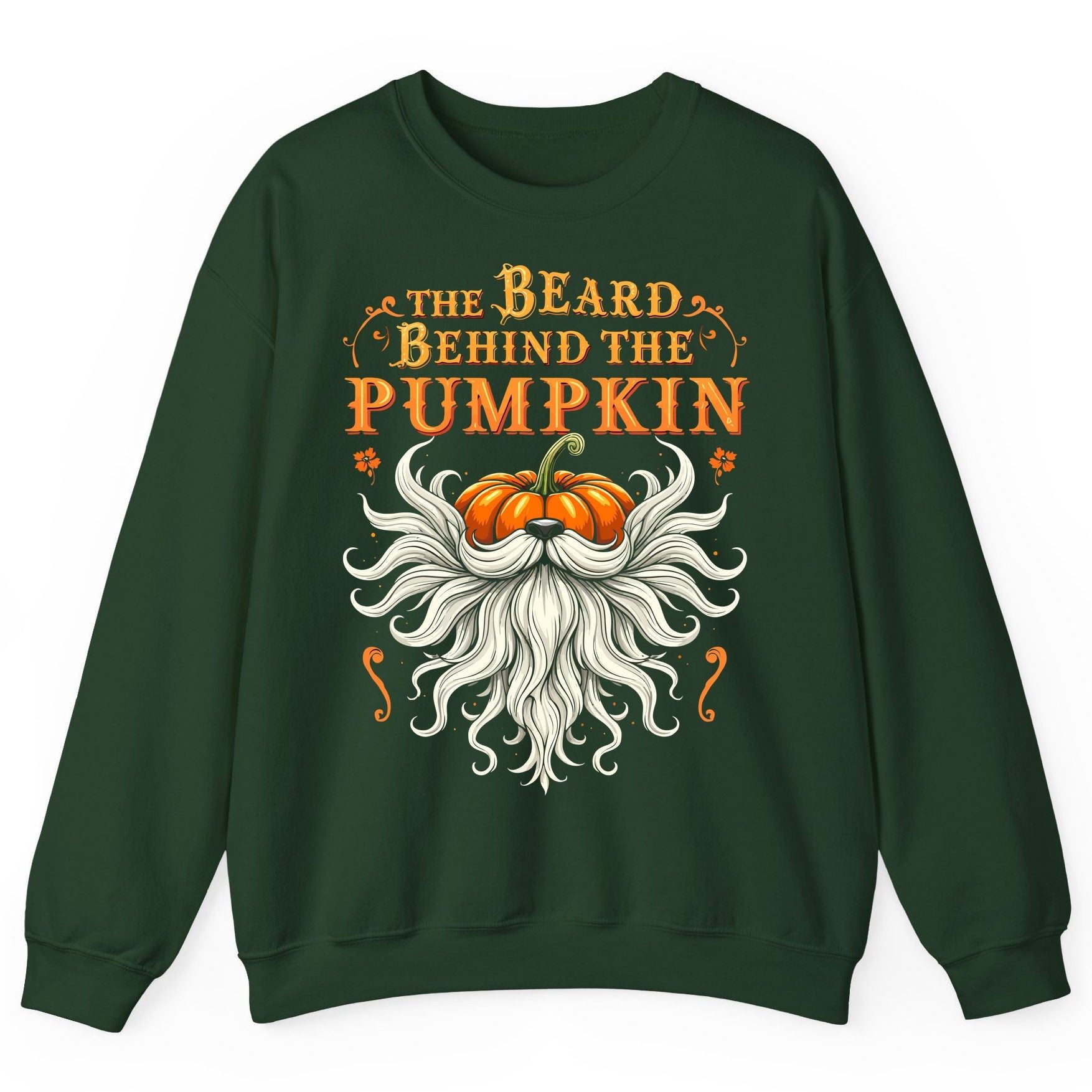 The Beard Behind the Pumpkin bearded dad Sweatshirt Forest Green product mockup