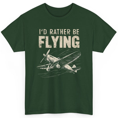 I'd Rather Be Flying vintage propeller plane T-Shirt Forest Green product mockup