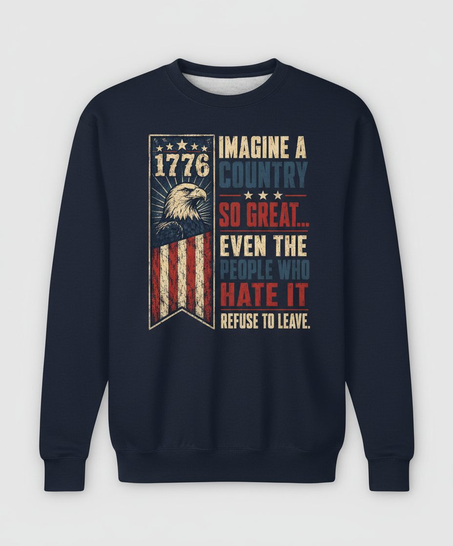 Imagine a Country So Great Patriotic Funny Patriots Sweatshirt - product mockup - Navy