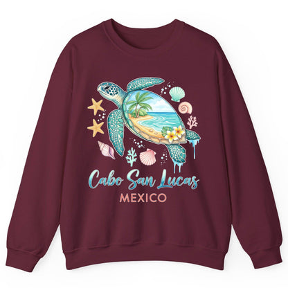 Cabo San Lucas Mexico sea turtle Sweatshirt Maroon product mockup